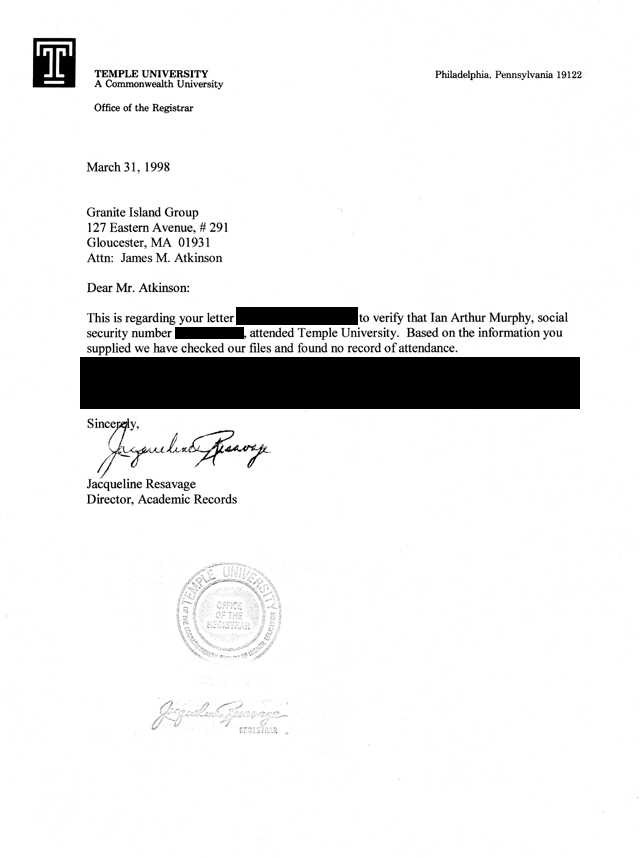 Temple University Statement